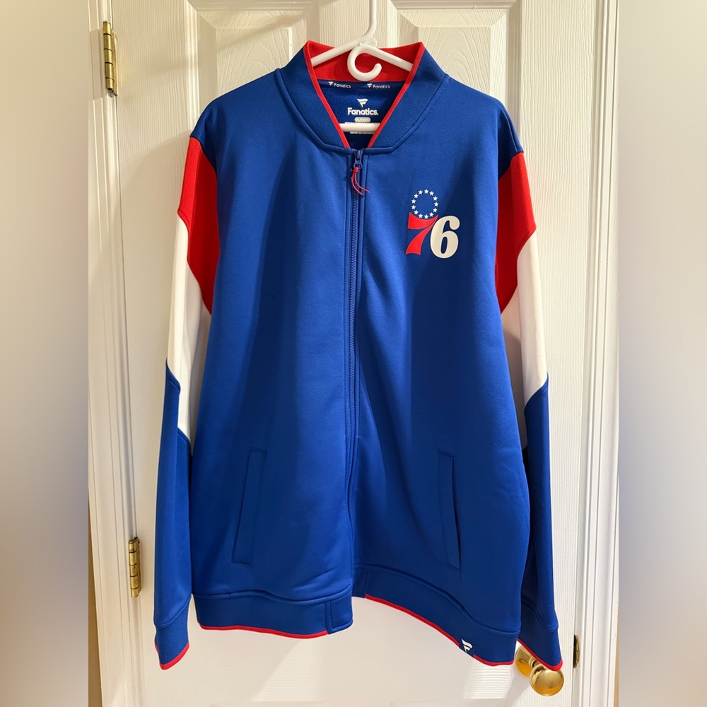 Philadelphia 76ers Fanatics Full Zip Track Jacket - Men’s XL - Blue Red White